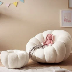 Wohnen Sessel|Designermöbel*Design Sessel mit Hocker Set - Zyrano (zweiteilig)