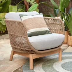 Wohnen Design Sessel Set aus Geflecht Kordel Beige - Kiranzo (2er Set)