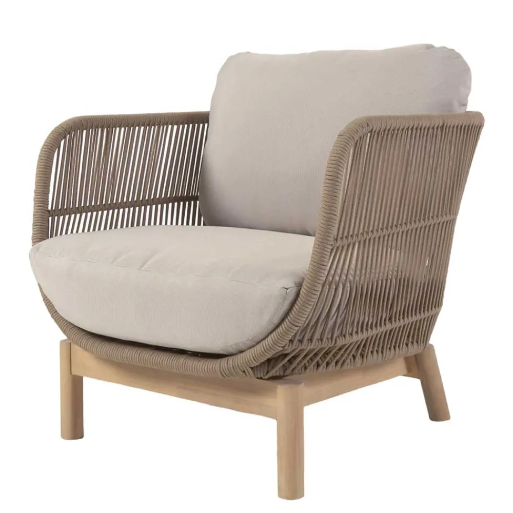 Wohnen Design Sessel Set aus Geflecht Kordel Beige - Kiranzo (2er Set)