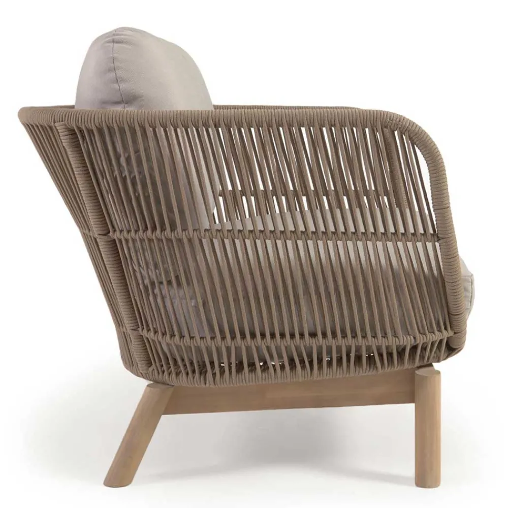 Wohnen Design Sessel Set aus Geflecht Kordel Beige - Kiranzo (2er Set)