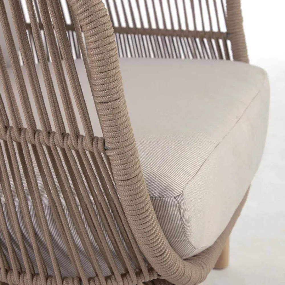 Wohnen Design Sessel Set aus Geflecht Kordel Beige - Kiranzo (2er Set)