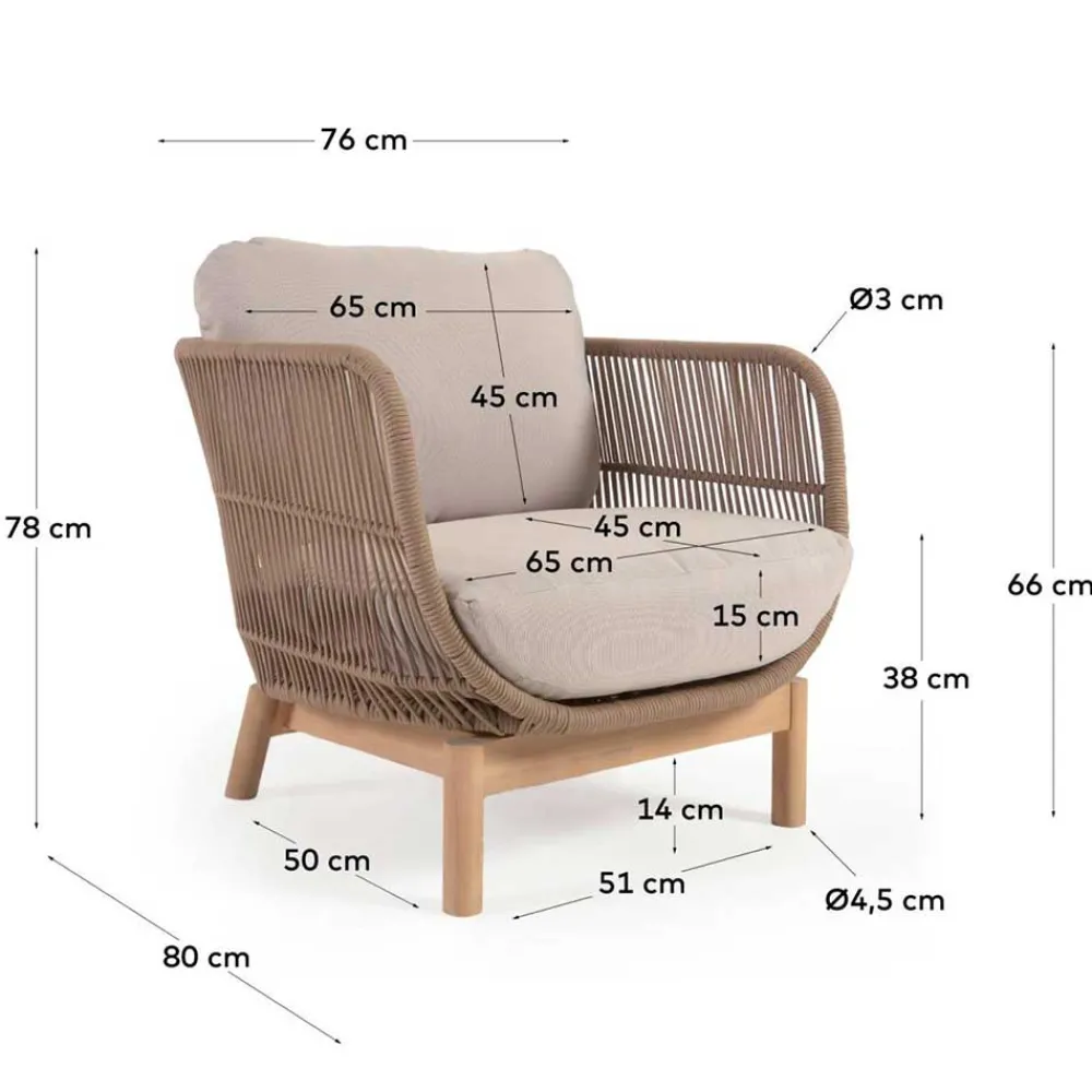 Wohnen Design Sessel Set aus Geflecht Kordel Beige - Kiranzo (2er Set)