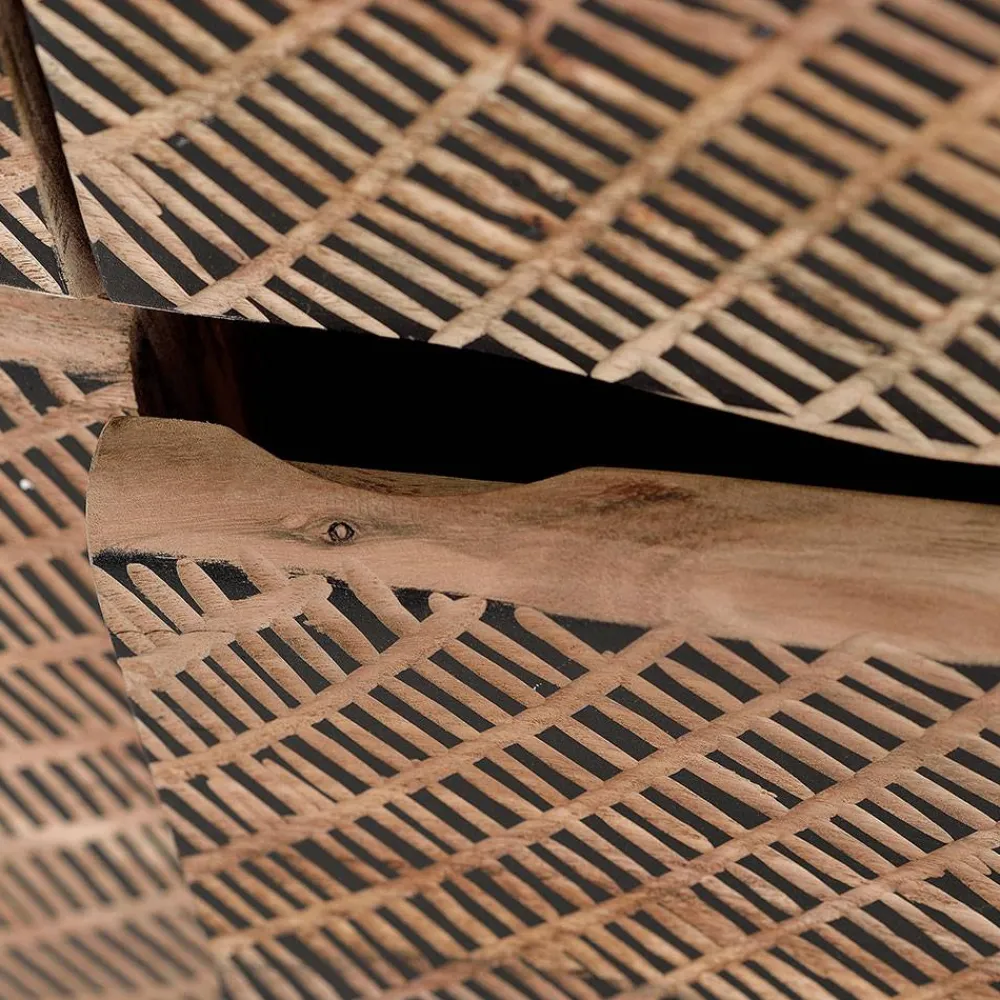 Wohnen Design Sideboard aus Akazienholz mit Schnitzerei - Merlan