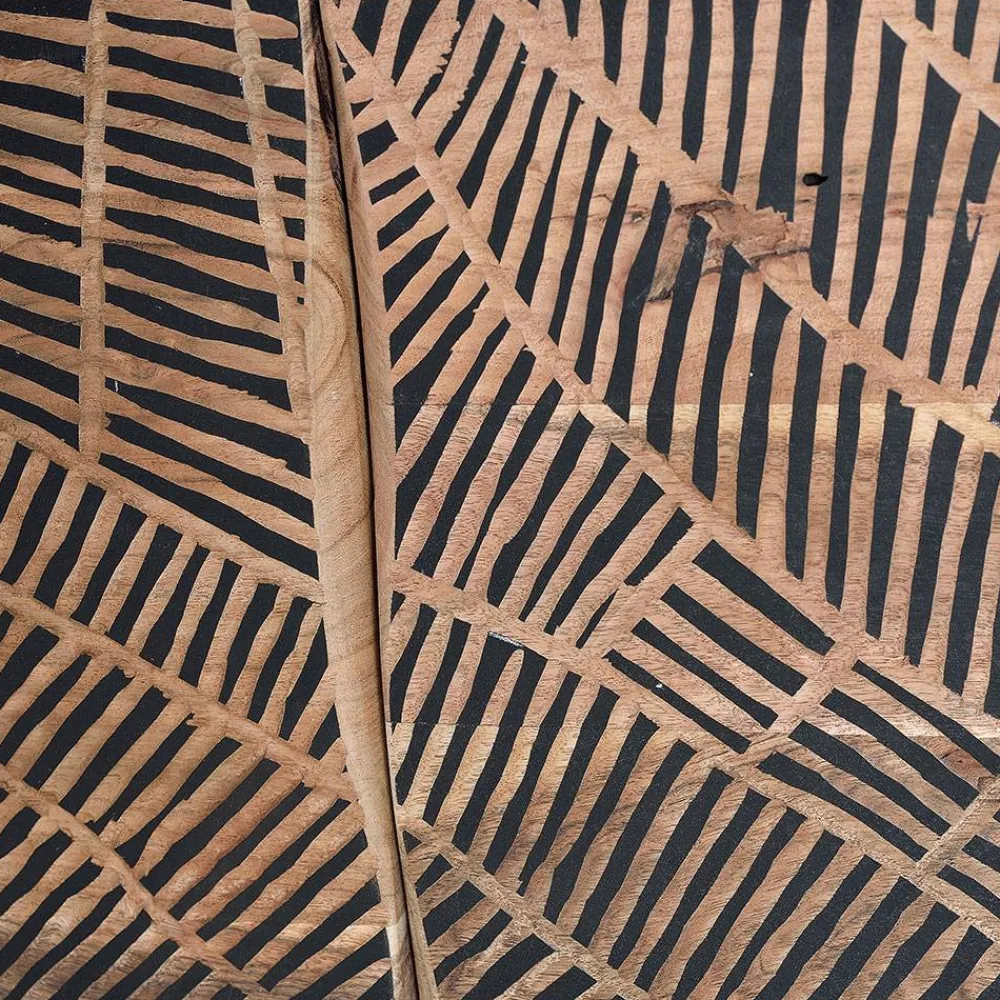 Wohnen Design Sideboard aus Akazienholz mit Schnitzerei - Merlan