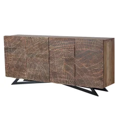 Wohnen Design Sideboard aus Akazienholz mit Schnitzerei - Merlan