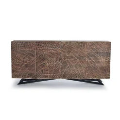 Wohnen Design Sideboard aus Akazienholz mit Schnitzerei - Merlan