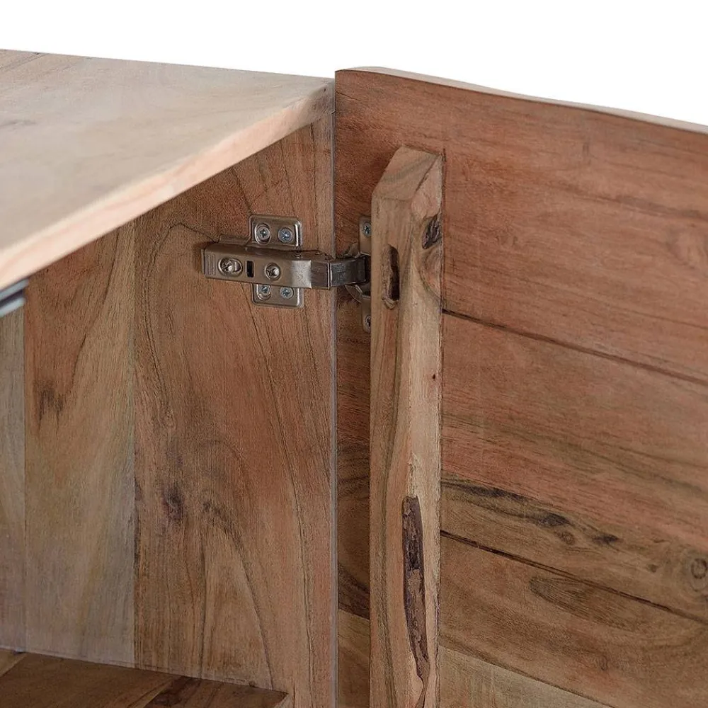 Wohnen Design Sideboard aus Akazienholz mit Schnitzerei - Merlan
