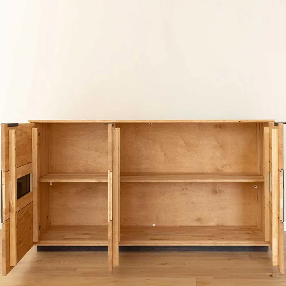 Wohnen Design Sideboard aus Eiche und Glas - Masicuri