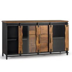 Wohnen Schwarze Möbel|Sideboards & Kommoden*Design Sideboard aus Mangoholz und Metall - Aglia