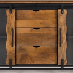 Wohnen Schwarze Möbel|Sideboards & Kommoden*Design Sideboard aus Mangoholz und Metall - Aglia