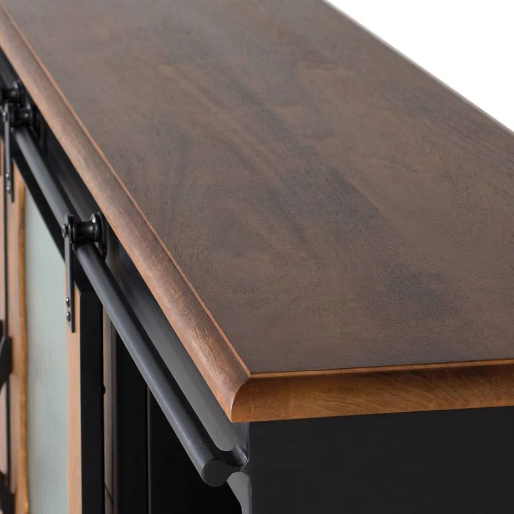 Wohnen Schwarze Möbel|Sideboards & Kommoden*Design Sideboard aus Mangoholz und Metall - Aglia