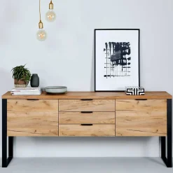 Wohnen Schwarze Möbel|Sideboards & Kommoden*Design Sideboard in Eiche Optik - Ilvensa