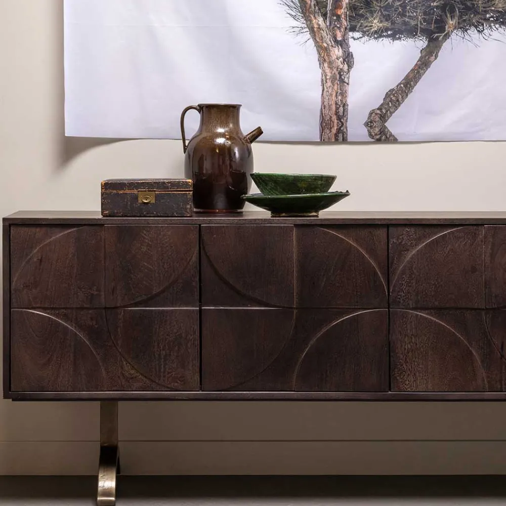 Wohnen Tv & Hifi-Möbel|Tv & Hifi-Möbel*Design Sideboard in Nussbaum aus Mango Holz - Pisino