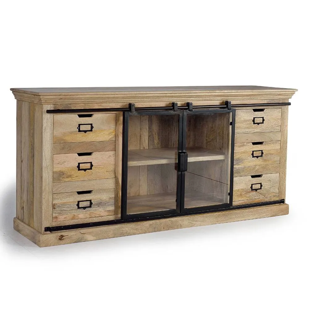 Wohnen Design Sideboard mit Glas Schiebetüren - Draschna