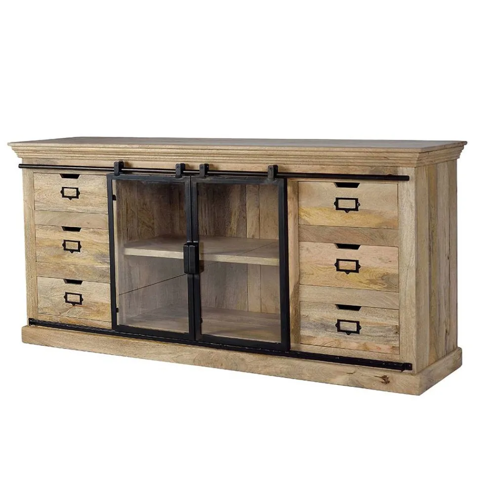 Wohnen Design Sideboard mit Glas Schiebetüren - Draschna