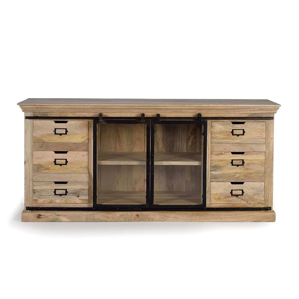 Wohnen Design Sideboard mit Glas Schiebetüren - Draschna