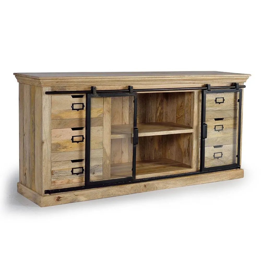 Wohnen Design Sideboard mit Glas Schiebetüren - Draschna