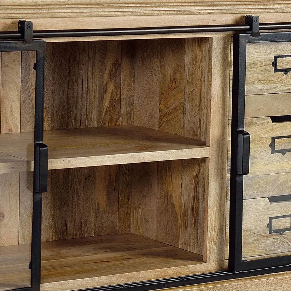 Wohnen Design Sideboard mit Glas Schiebetüren - Draschna