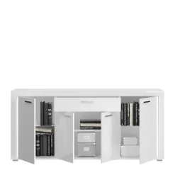 Wohnen Design Sideboard mit LED in Weiß Hochglanz - Gomata