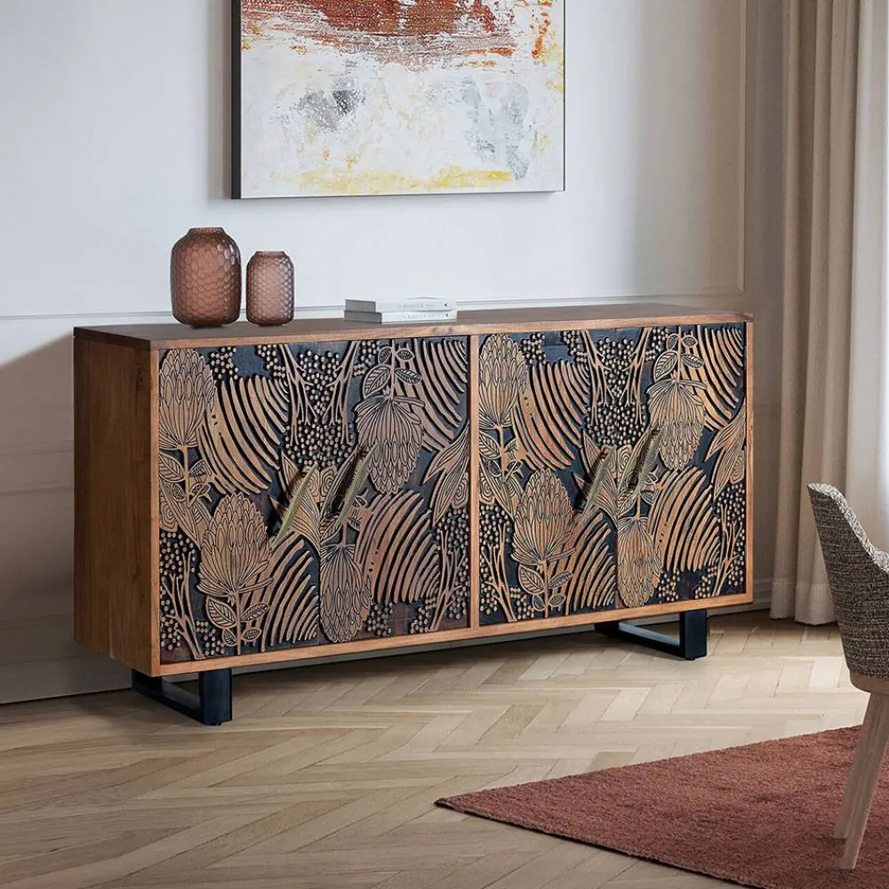 Wohnen Design Sideboard mit Schnitzerei und Lack - Marcel
