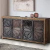 Wohnen Landhausmöbel|Küchenschränke*Design Sideboard mit vier Glas Metalltüren - Everton