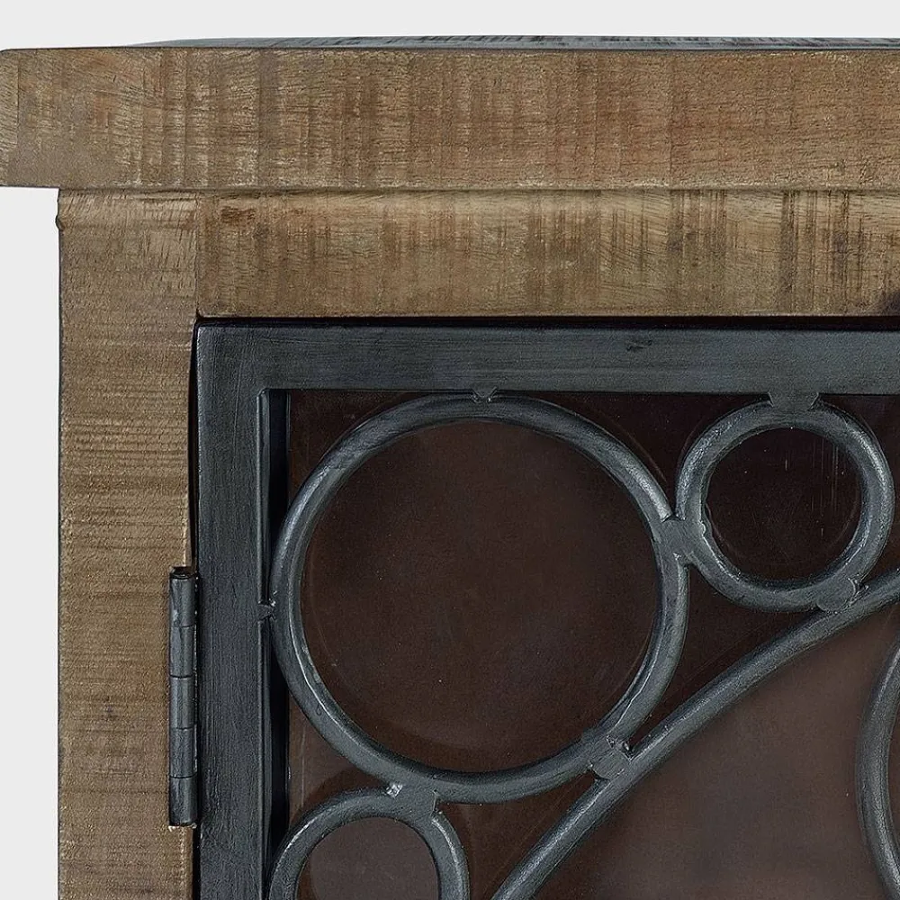 Wohnen Landhausmöbel|Küchenschränke*Design Sideboard mit vier Glas Metalltüren - Everton