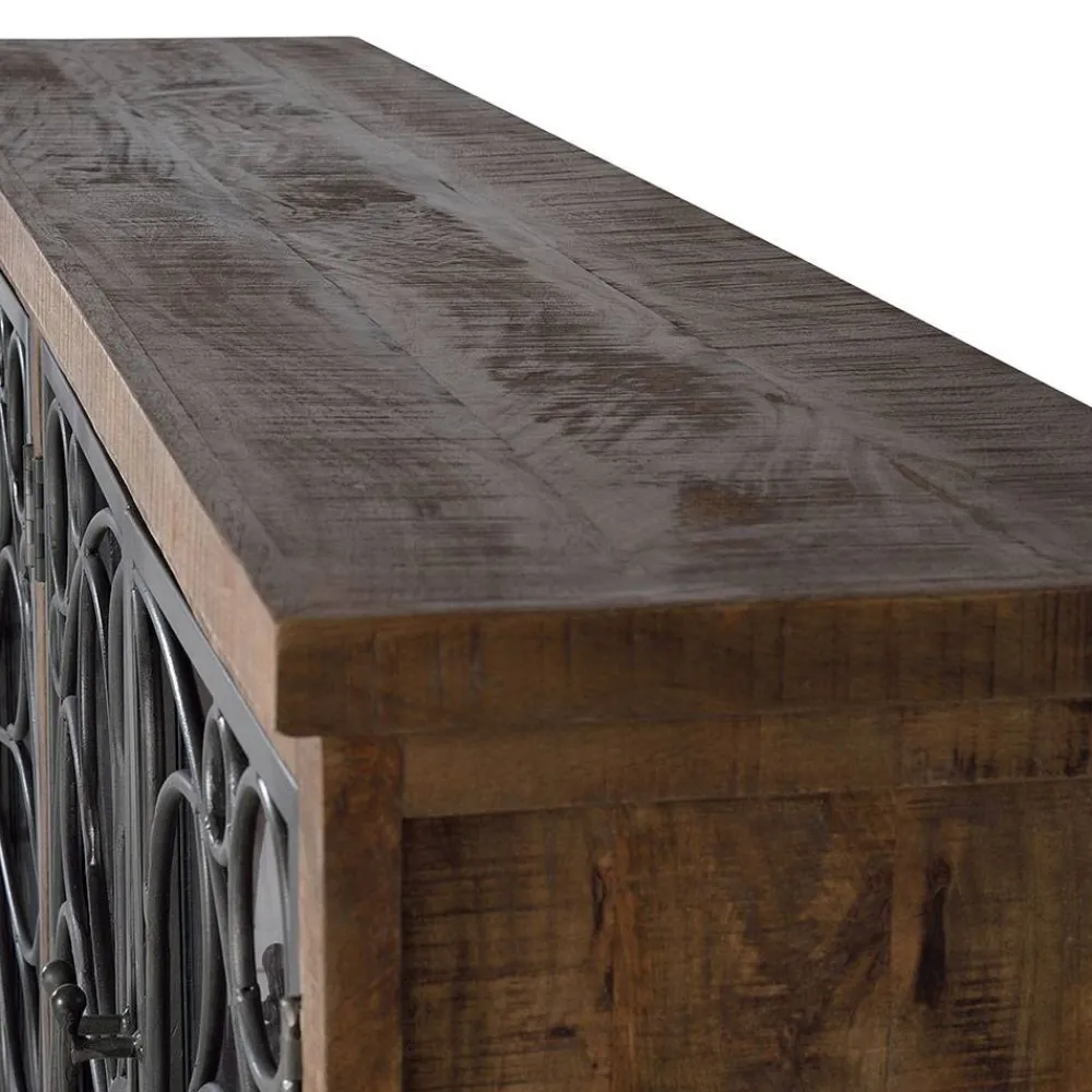 Wohnen Landhausmöbel|Küchenschränke*Design Sideboard mit vier Glas Metalltüren - Everton