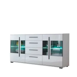 Wohnen Design Sideboard Nennja in Weiß Hochglanz Glas