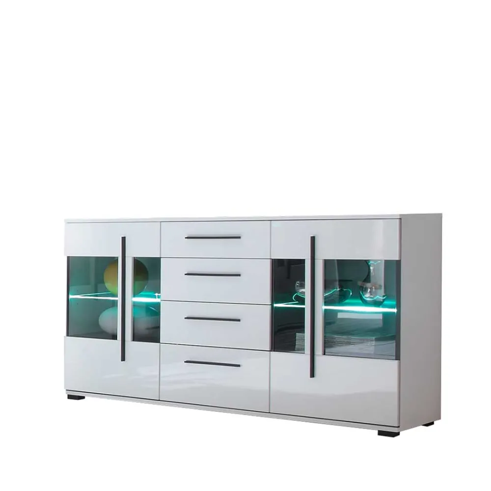 Wohnen Design Sideboard Nennja in Weiß Hochglanz Glas