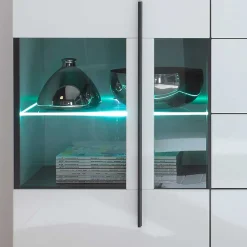 Wohnen Design Sideboard Nennja in Weiß Hochglanz Glas
