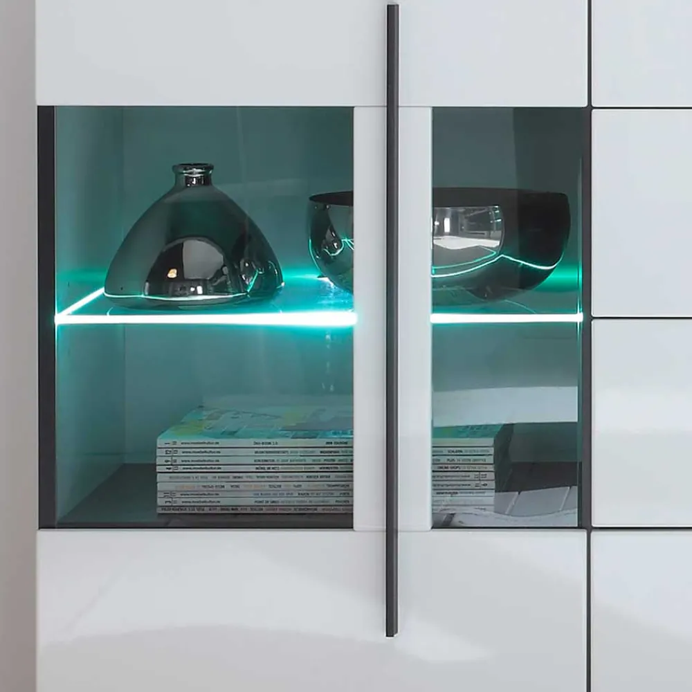 Wohnen Design Sideboard Nennja in Weiß Hochglanz Glas