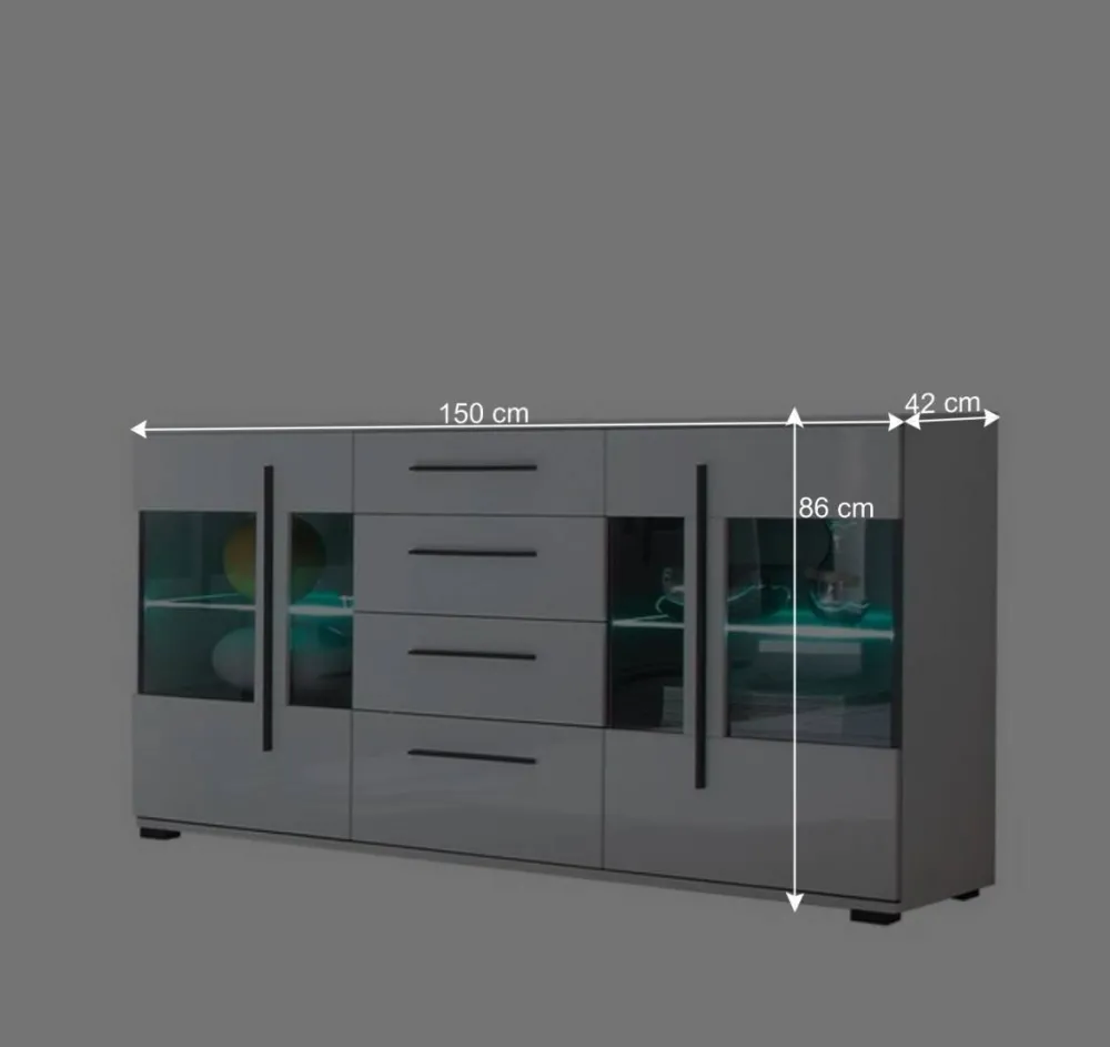 Wohnen Design Sideboard Nennja in Weiß Hochglanz Glas