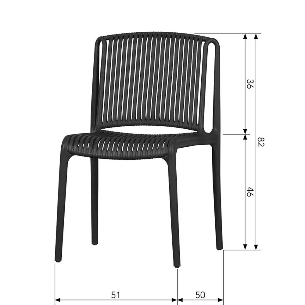 Wohnen Korbmöbel|Gartenstühle*Design Stapelstühle in Schwarz - Live (4er Set)