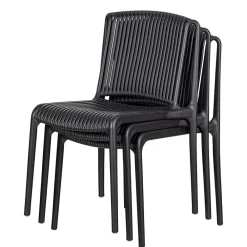 Wohnen Korbmöbel|Gartenstühle*Design Stapelstühle in Schwarz - Live (4er Set)