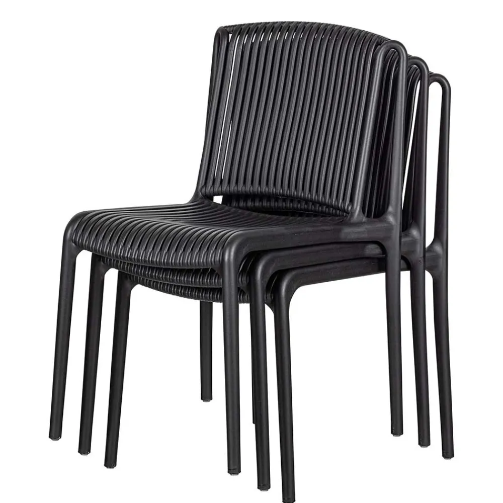 Wohnen Korbmöbel|Gartenstühle*Design Stapelstühle in Schwarz - Live (4er Set)