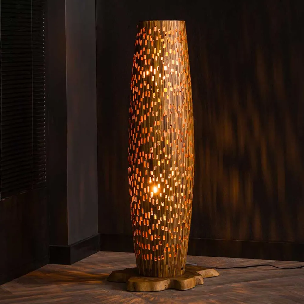 Wohnen Design Stehleuchte aus Teak Massivholz - Niridena