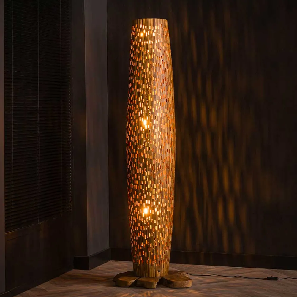 Wohnen Design Stehleuchte aus Teak Massivholz - Niridena