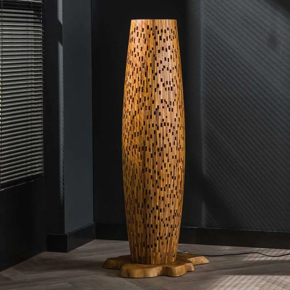 Wohnen Design Stehleuchte aus Teak Massivholz - Niridena