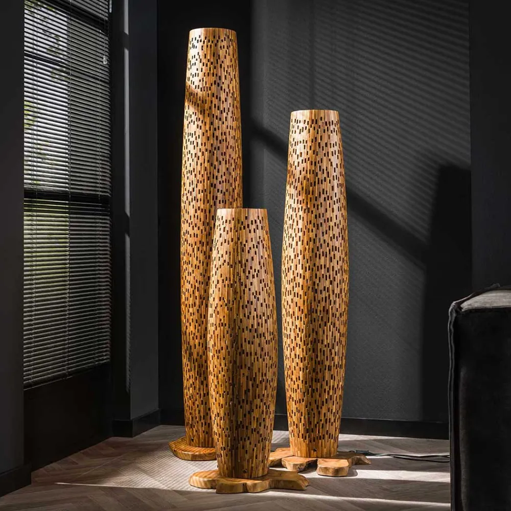 Wohnen Design Stehleuchte aus Teak Massivholz - Niridena