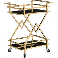Wohnen Design Teewagen in Schwarz und Gold - Ranieros