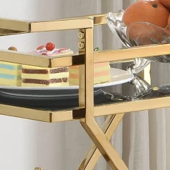 Wohnen Design Teewagen in Schwarz und Gold - Ranieros