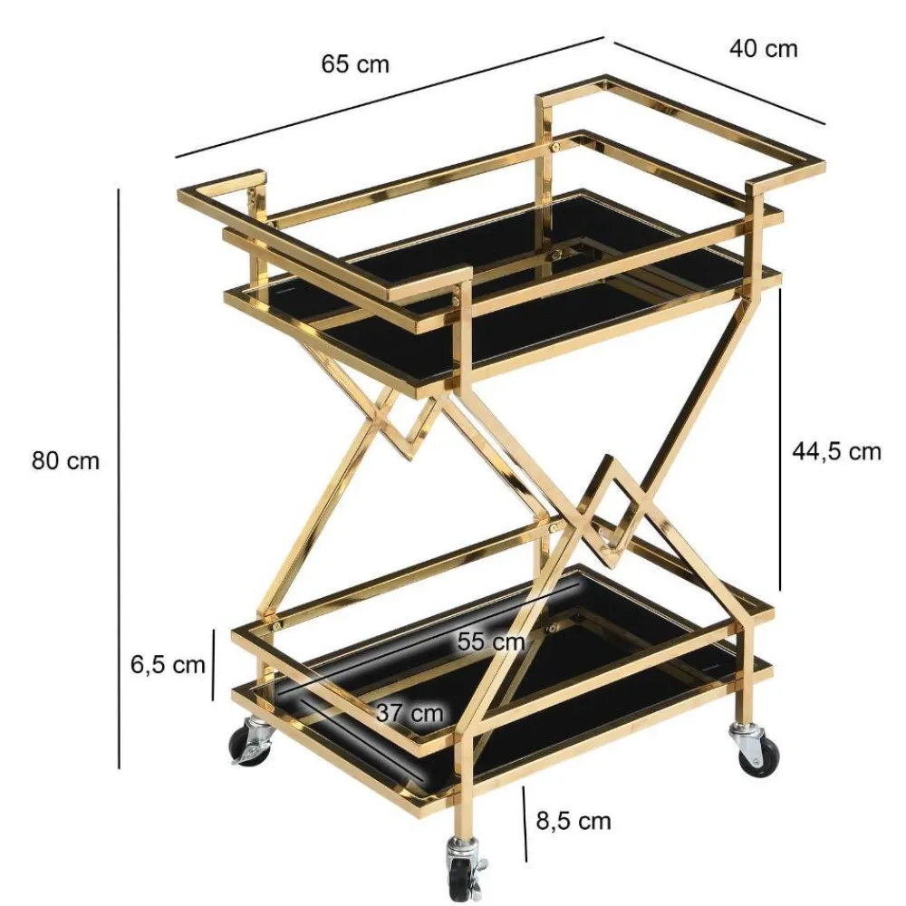 Wohnen Design Teewagen in Schwarz und Gold - Ranieros