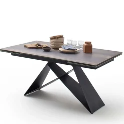 Wohnen Schwarze Möbel|Tische*Design Tisch mit Keramikplatte Holz Optik - Cateyna