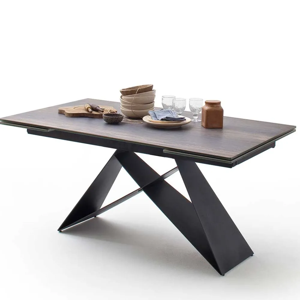 Wohnen Schwarze Möbel|Tische*Design Tisch mit Keramikplatte Holz Optik - Cateyna