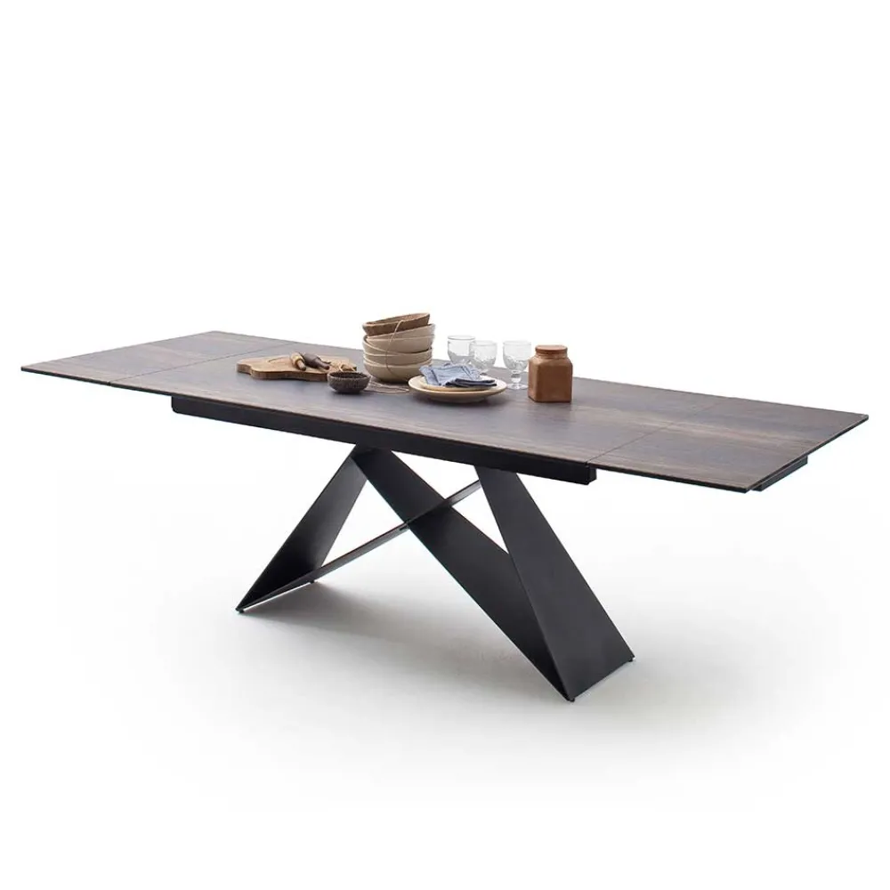 Wohnen Schwarze Möbel|Tische*Design Tisch mit Keramikplatte Holz Optik - Cateyna