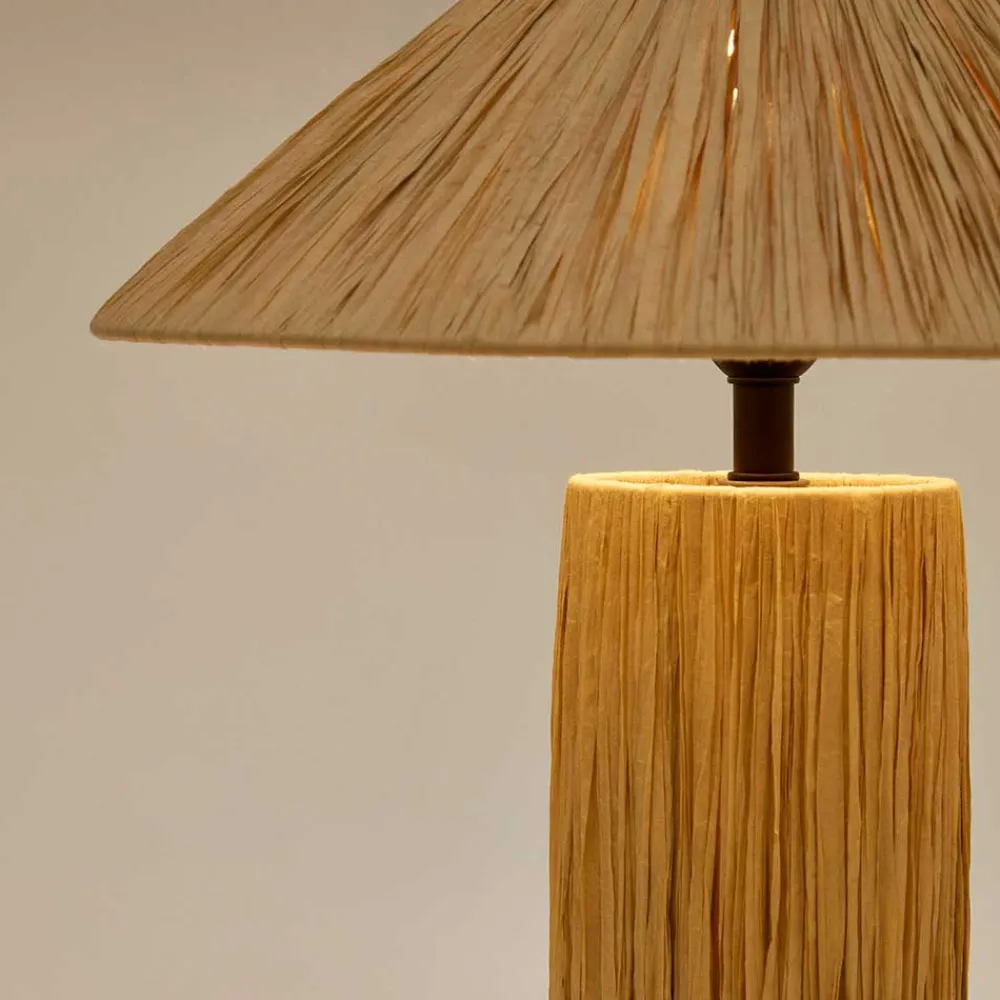 Wohnen Design Tischlampe aus Raffia Bast in Natur - Holdywas