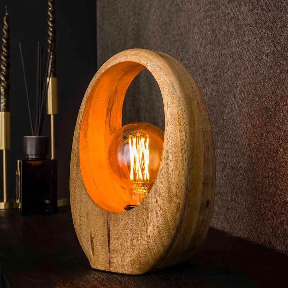 Wohnen Design Tischleuchte aus Mangobaum - Vakanza