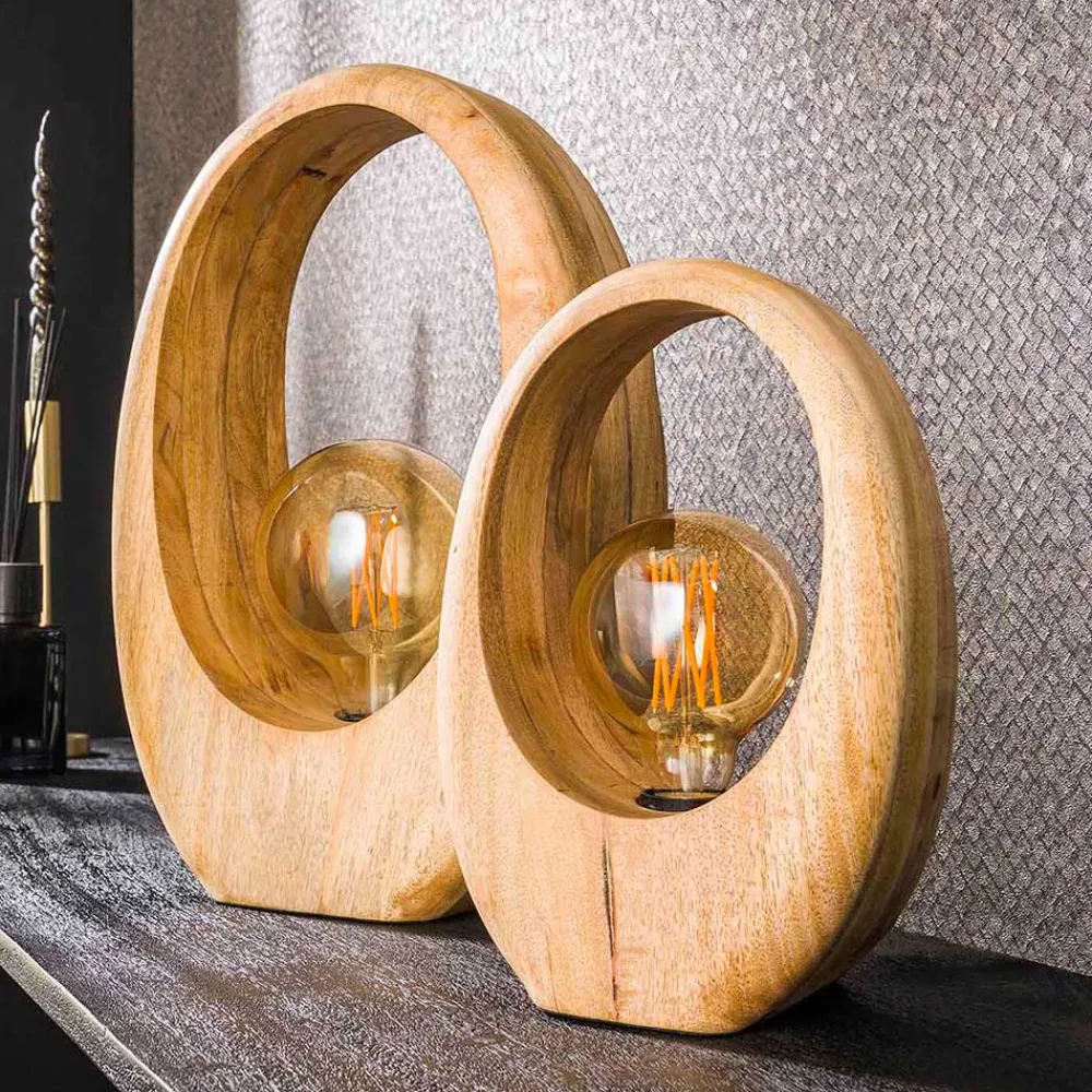 Wohnen Design Tischleuchte aus Mangobaum - Vakanza