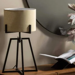 Wohnen Design Tischleuchten in Beige Stoff - Megana (2er Set)