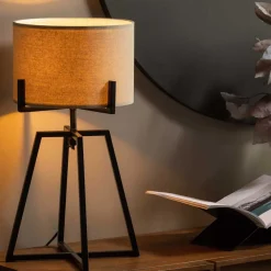 Wohnen Design Tischleuchten in Beige Stoff - Megana (2er Set)